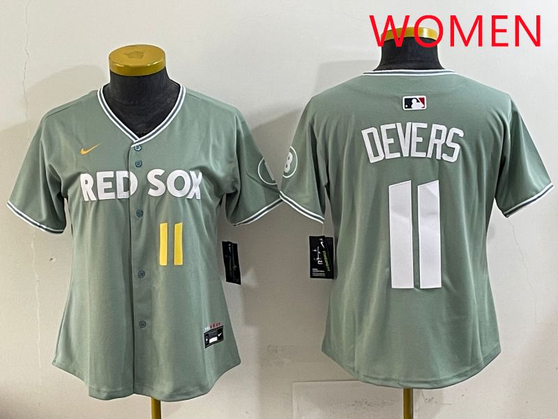 Women 2025 Boston Red Sox #11 Devers Light Green Joint Name Nike MLB Jersey style 6